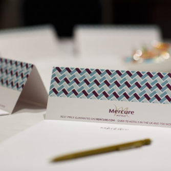 Mercure-branded notepaper arranged ready for a meeting at Mercure Bristol The Grange North