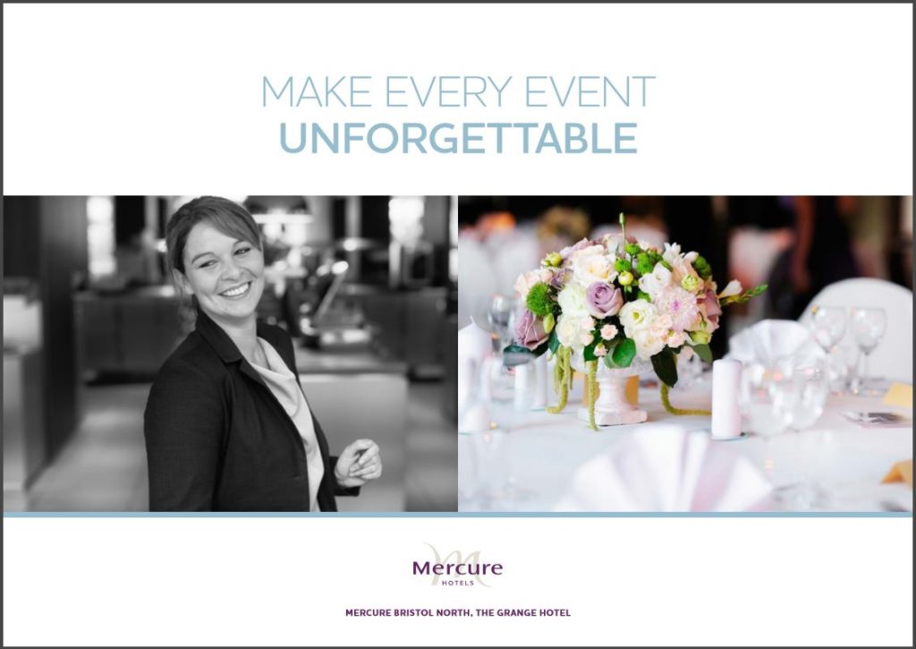 Cover of the events brochure for mercure bristol north the grange hotel